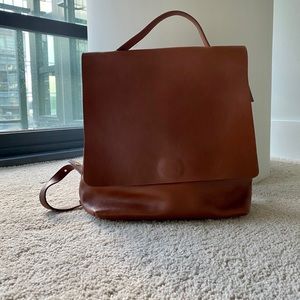 John Lewis Tan Leather Backpack EUC